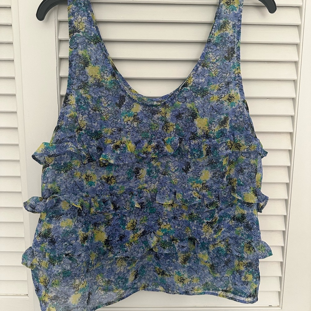 Floral Blue Sleeveless Top